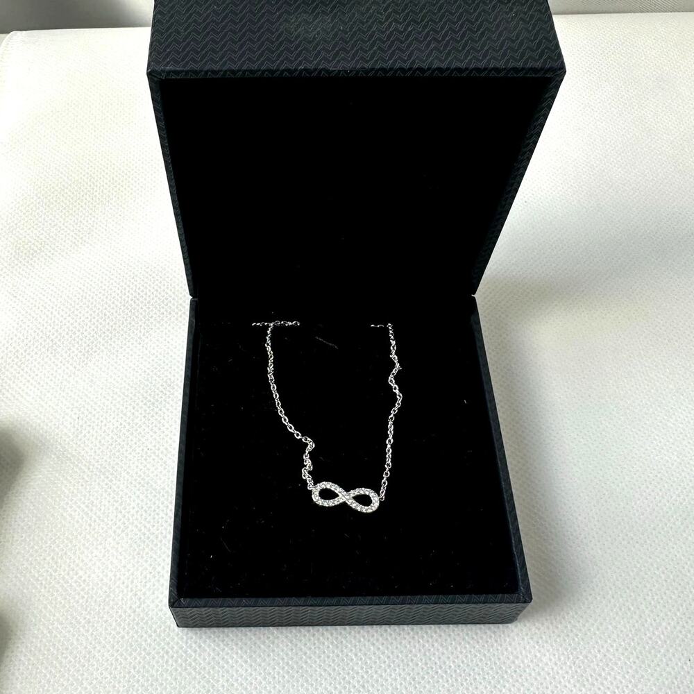 NWT! Nadri Silver Tone Pavé Infinity Necklace CZ Accent - Includes Box
